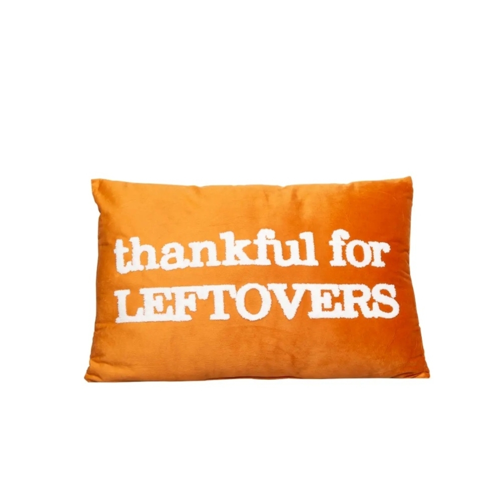 Pillow Orange Fall Thankful for Leftovers Accent‎ Decor NWT